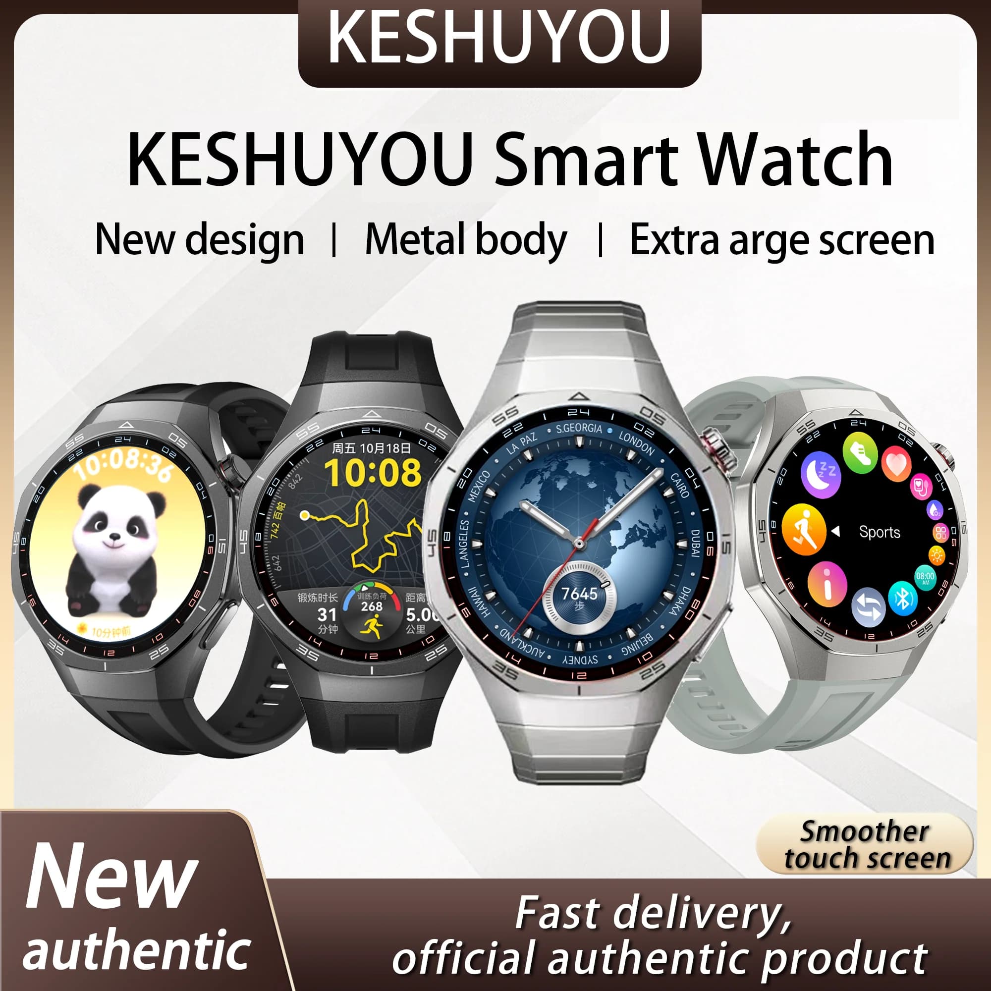 LAXASFIT 2025 New Smart Watch AMOLED HD Sports Screen Heart Rate Bluetooth Man Woman Smart Watch