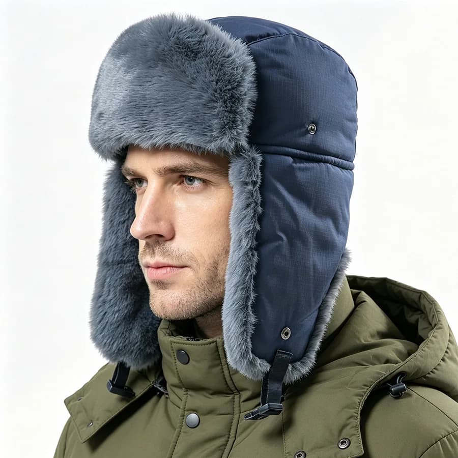 Winter Windproof Thermal Fleece Cycling Hat With Ear Protection Ski Goggles For Men Women Warm Cold Proof Headwear