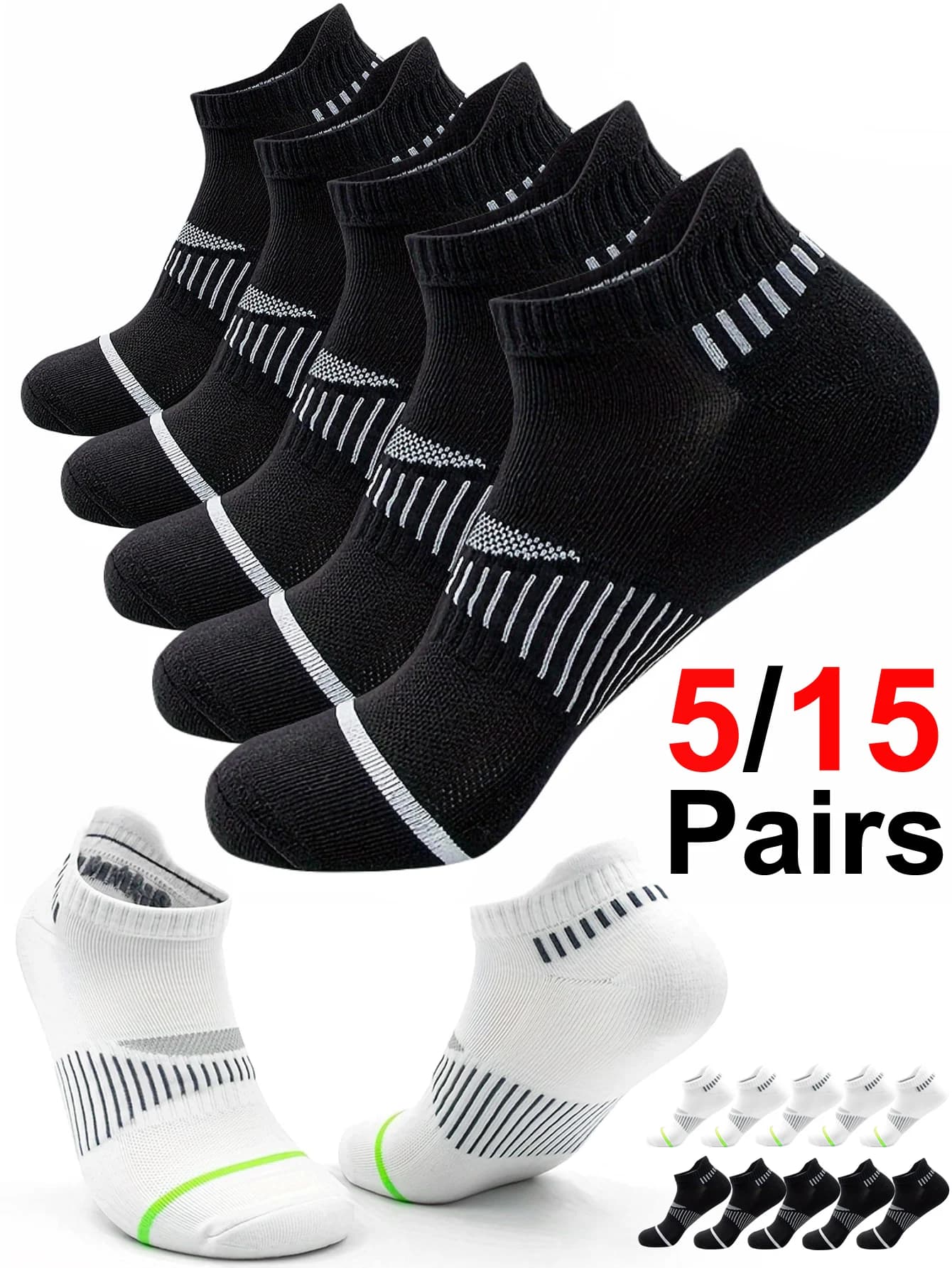 Classic Crew White Men's Socks Unisex Sports Anti-slip Breathable for Running Basketball Outdoor Activities 6/12 Pairs per Order