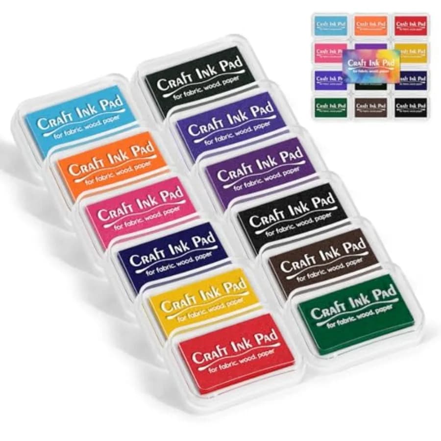 Craft Ink Pads for Stamps, Pigment Rainbow Stamp Pad Set for Scrapbook Supplies, Paper, Wood, Rubber Stamping, Card Making, DIY