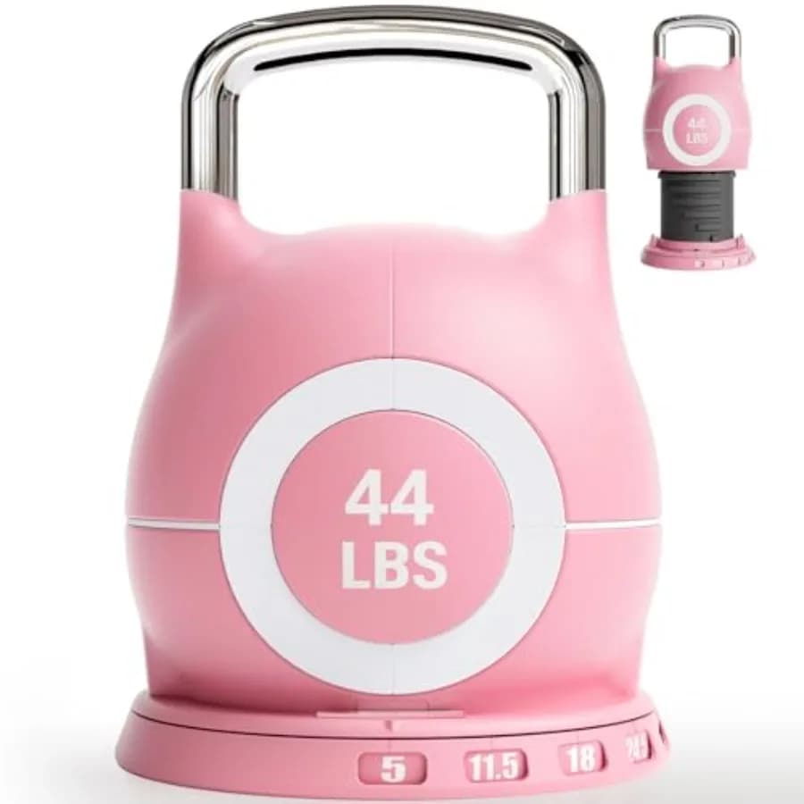 Adjustable Kettlebell Set 7in1 22.5 lb or 44 lb Quick-Change Weight Dial Safety Lock Space-Saving Design Full-Body Workout Cros