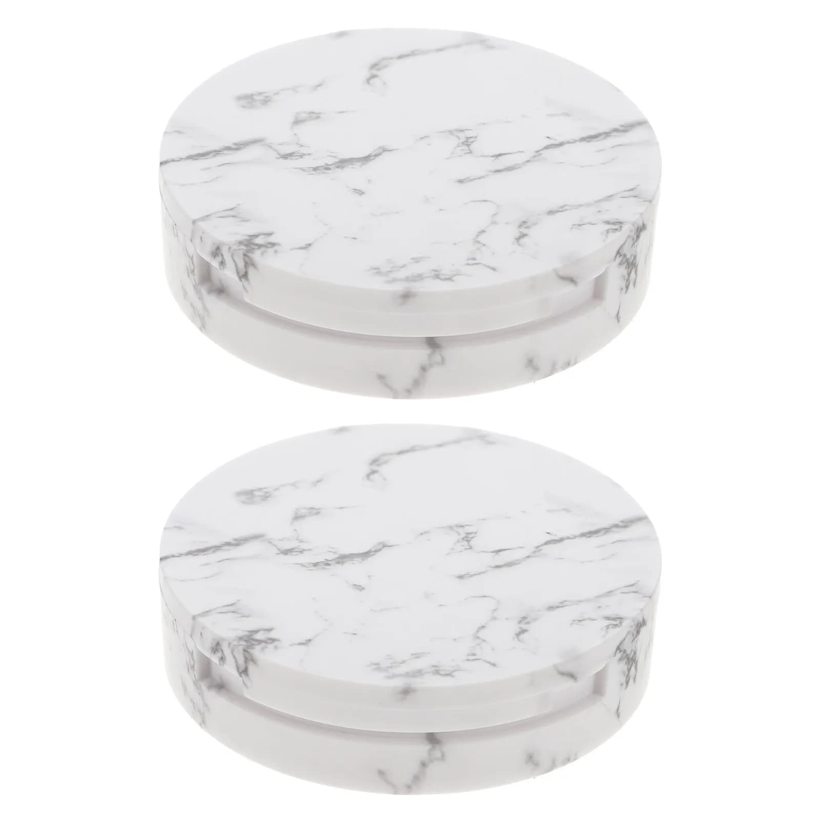 2 Pieces Vacuum Powder Container Pressed with Motive Marmorized for Fai-da-te, Blush, Fondotinta, Umbrella, Travel, Office, School, Daily Use