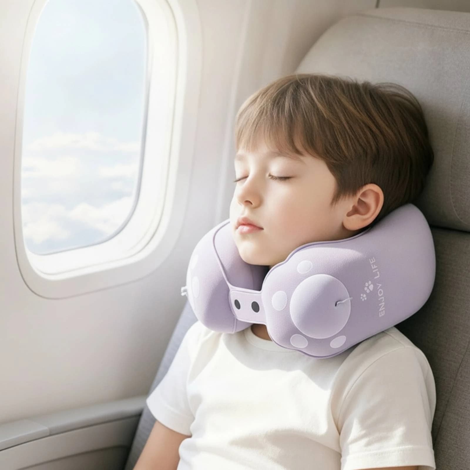 Inflatable Travel Neck Pillow Portable U-Shaped Travel Pillow Soft Long-Lasting for Children, Airplane, Car Rides