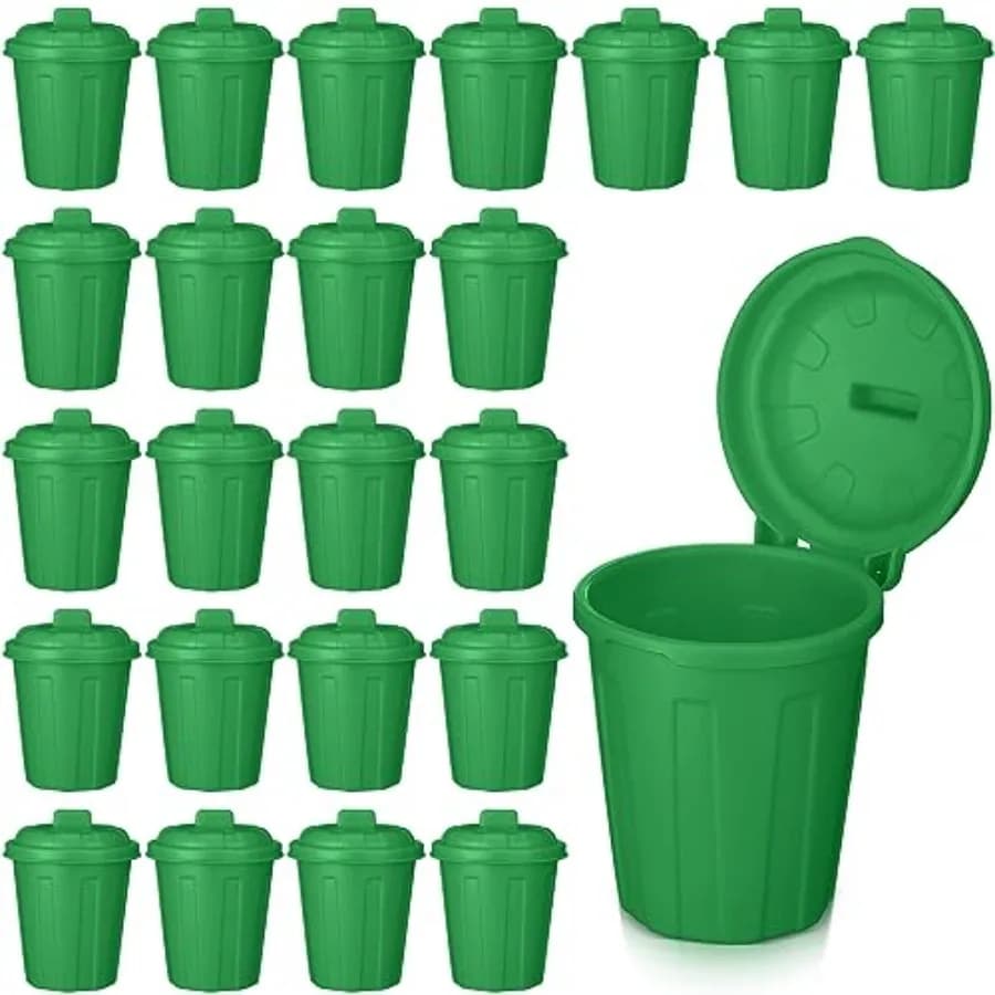 Mini Pattumiera Verde Giocattolo, Contenitore Piccolo da Scrivania con Coperchio per Rifiuti, Gadget per Feste, Compleanno Camion della Spazzatura