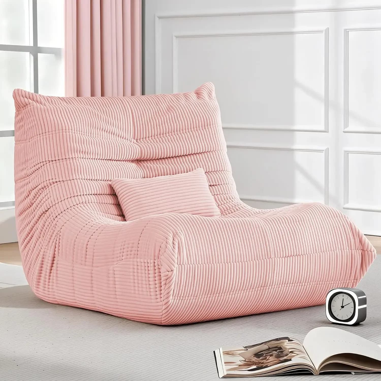 Poltrona Sacco per Adulti - Poltrone Sacco Grandi con Cuscino Lombare, Poltrona Oversize in Corduroy con Memory Foam Senza Struttura e Alta Resilienza