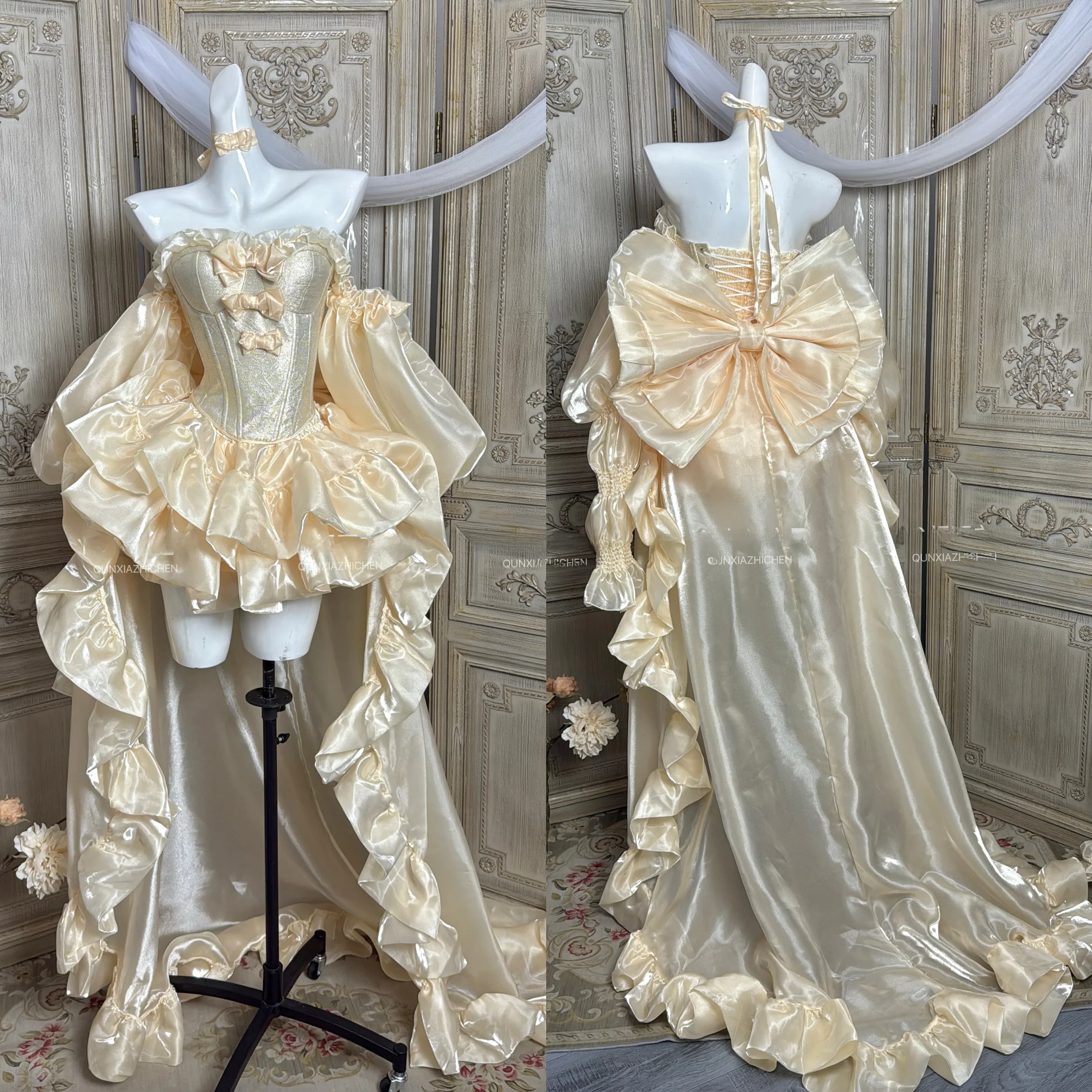 Abito lungo stile principessa da donna, sensazione ragazza prima infanzia, gonna da fata snellente per compleanno adulto, abbigliamento quotidiano a maniche lunghe