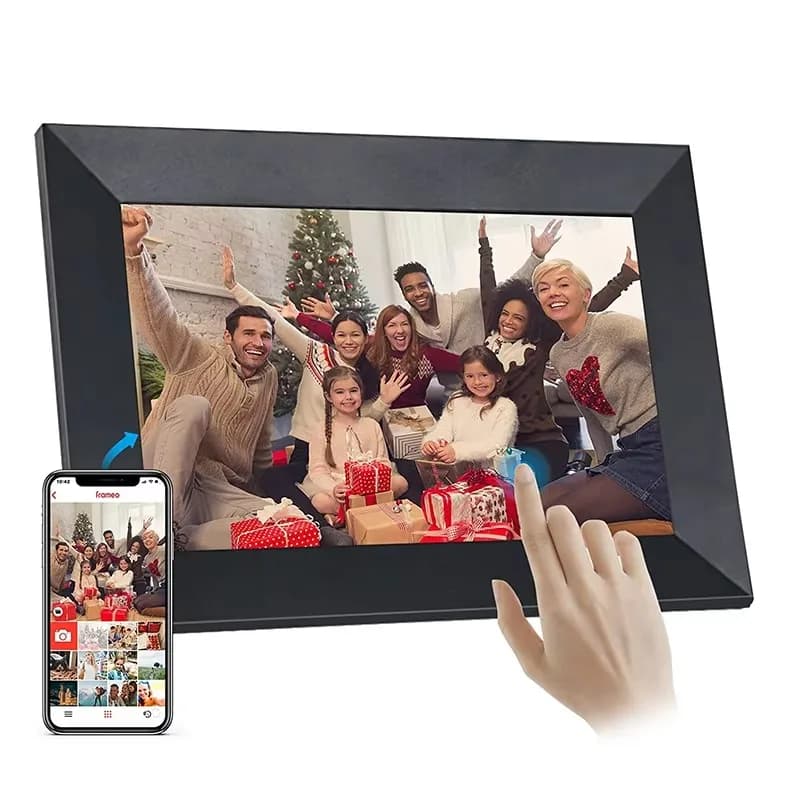 Cornice per foto digitale cloud ad alta definizione Smart Wifi IPS con touch screen da 10,1 pollici, spazio di archiviazione da 32 GB, condividi immagini attraverso