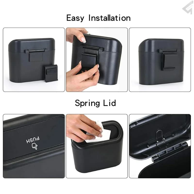 FKY Per Mini bidone della spazzatura per auto sospeso portatile Accessori per bidoni di stoccaggio automatico Bidone della spazzatura con coperchio per auto, ufficio, casa