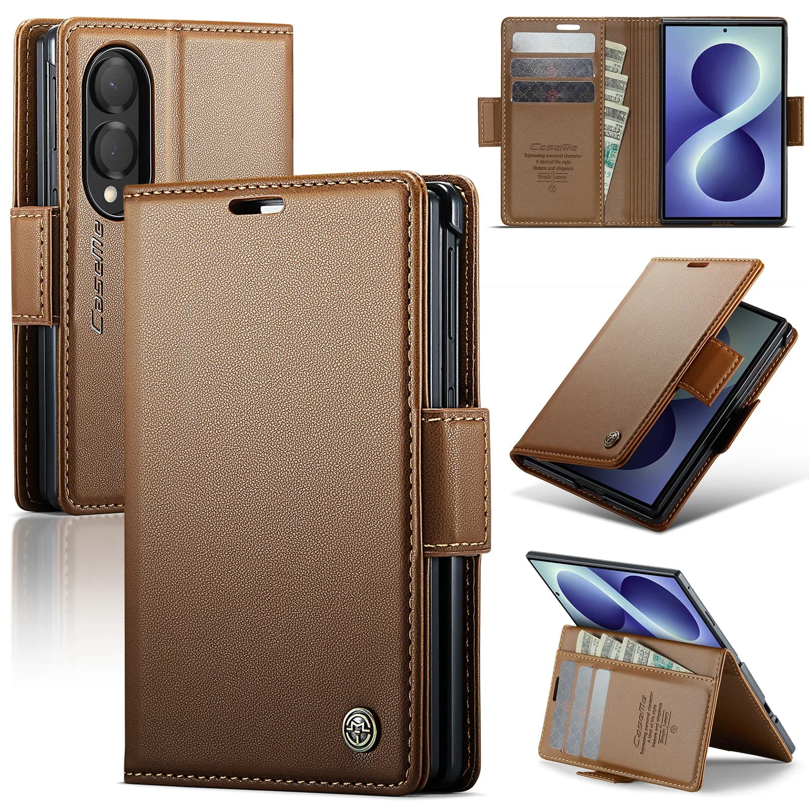 Luxury Flip Cards Solt Wallet Leather Case for Samsung Z Fold 8 Ultra Foold 8 7 6 Shockproof Stand RFID Slim for Magsafe Cover