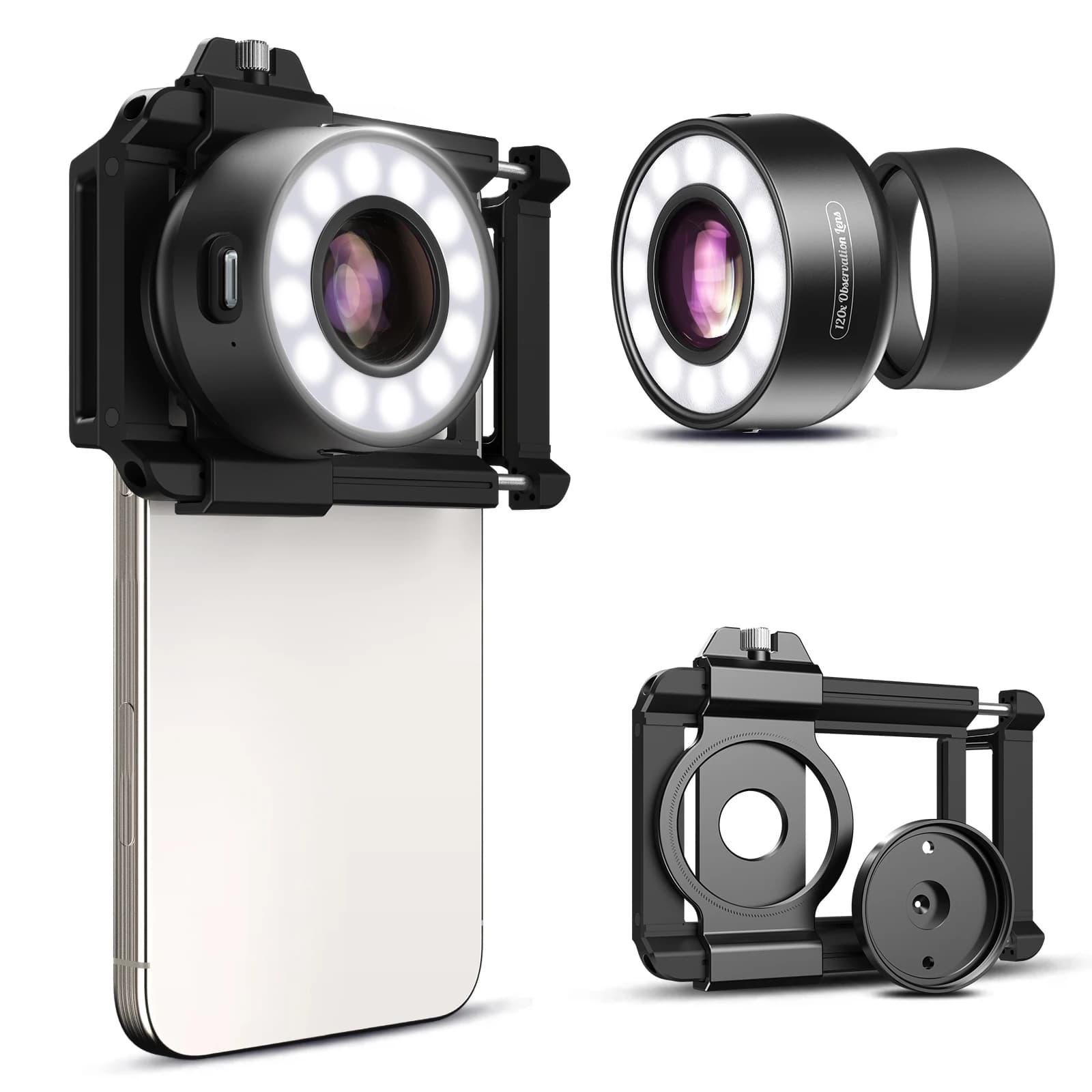 APEXEL Nuova lente per gioielli per microscopio portatile 120X con oculare/luce LED illuminata/clip universale per smartphone iPhone/Android