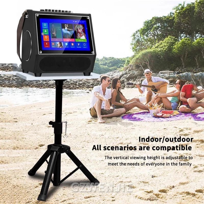 Macchina per karaoke con 2 microfoni wireless Altoparlante da 6,5 pollici Altoparlante stereo con schermo wireless Orologio da home theater Karaoke all'aperto