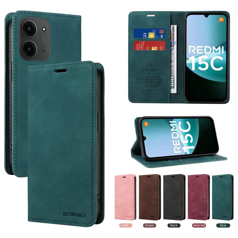 Per Redmi 15C 4G 5G 2025 Custodia Flip in pelle RFID 360 Proteggi Portafoglio Funda Xiaomi Redmi 15 Custodia Magnete Libro di carte Armatura Redmi15 C