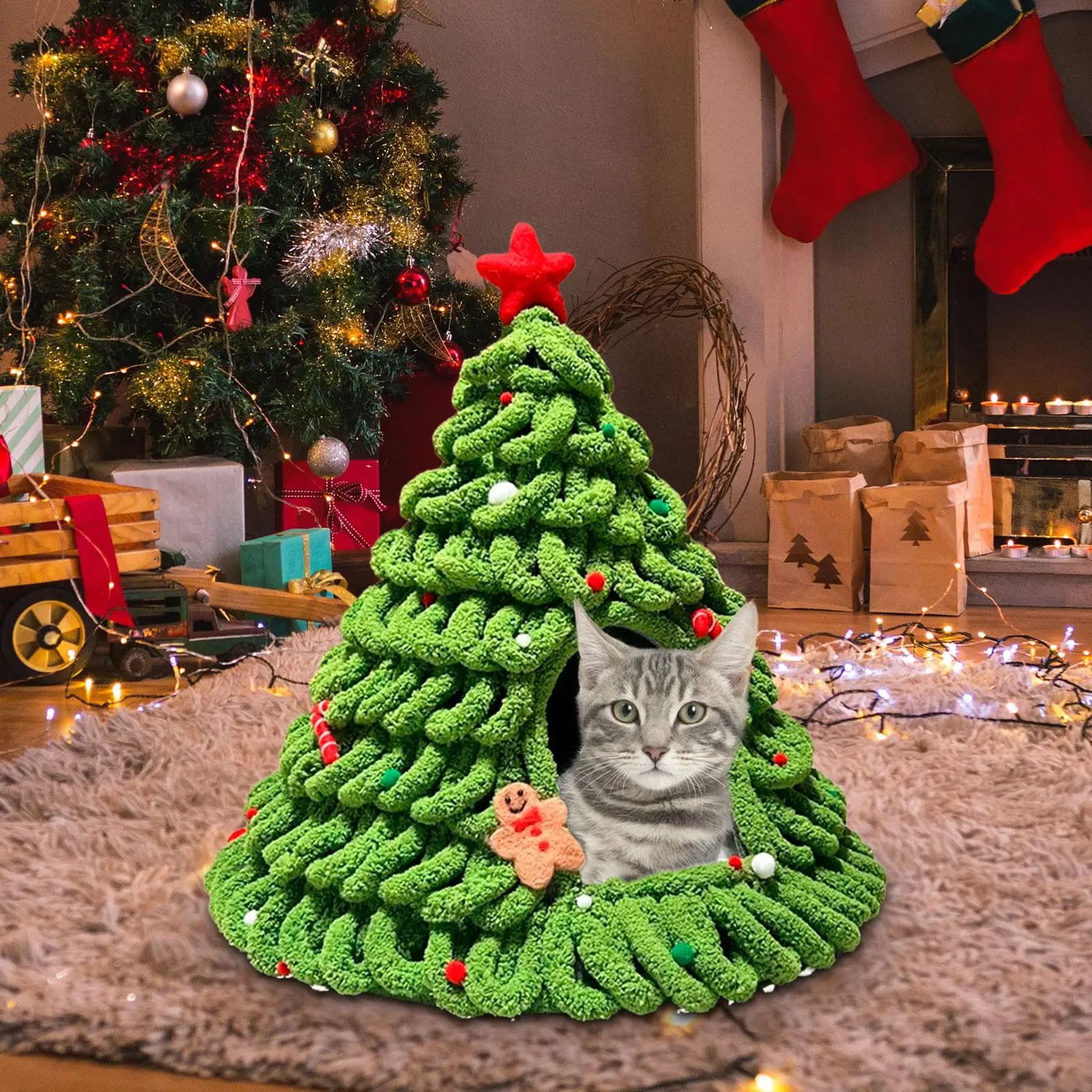 Albero di Natale Letto per gatti Tenda per gatti Casa Simpatico cuccia per gatti Confortevole