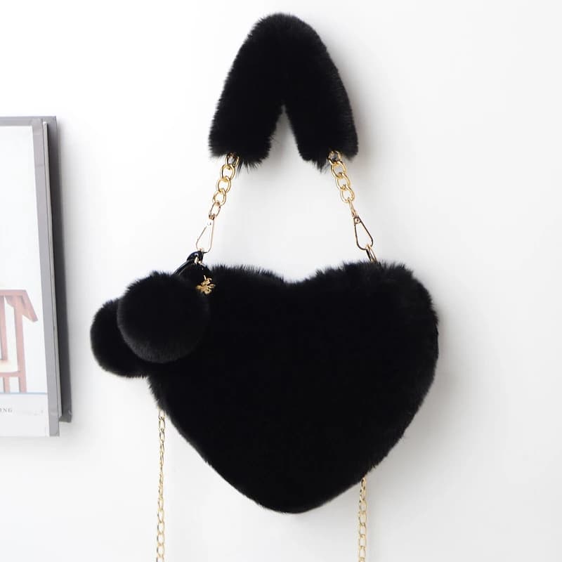 Women Hand Bags New Plush Love Heart Shaped New Fashionable Solid Color Soft Comfortable Purses and Handbags Bags for Ladies