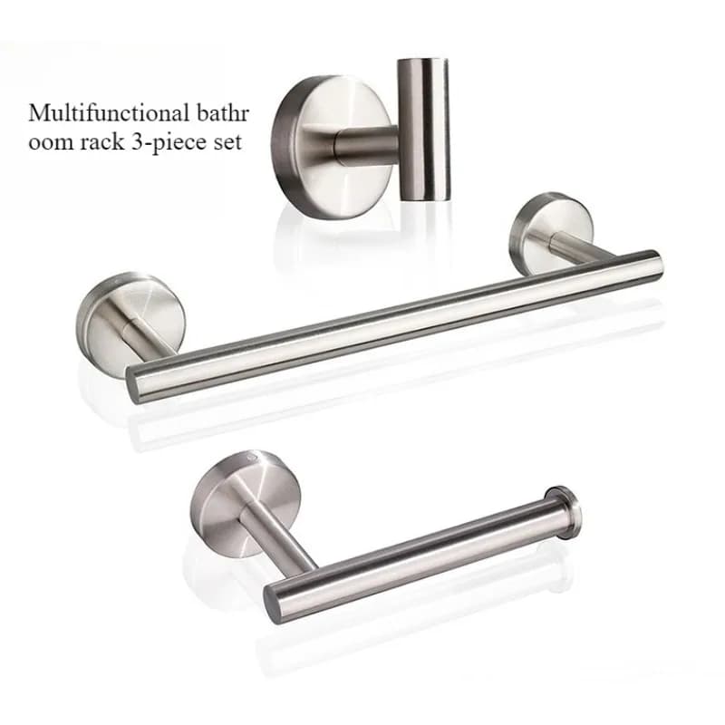 Set da bagno in acciaio inossidabile: portasciugamani e porta carta igienica, hardware antiruggine montato a parete per set da bagno doccia/WC