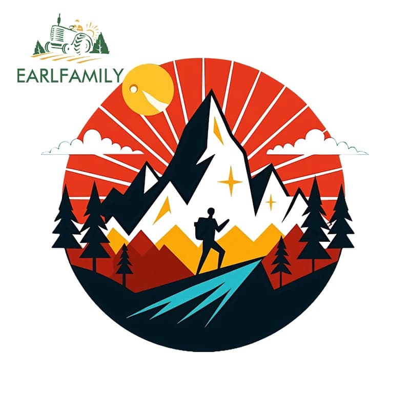 EARLFAMILY Attractive mountain climbing object Wall decals for cars Fantastic and fun waterproof PVC decals for fishing gear box with glass