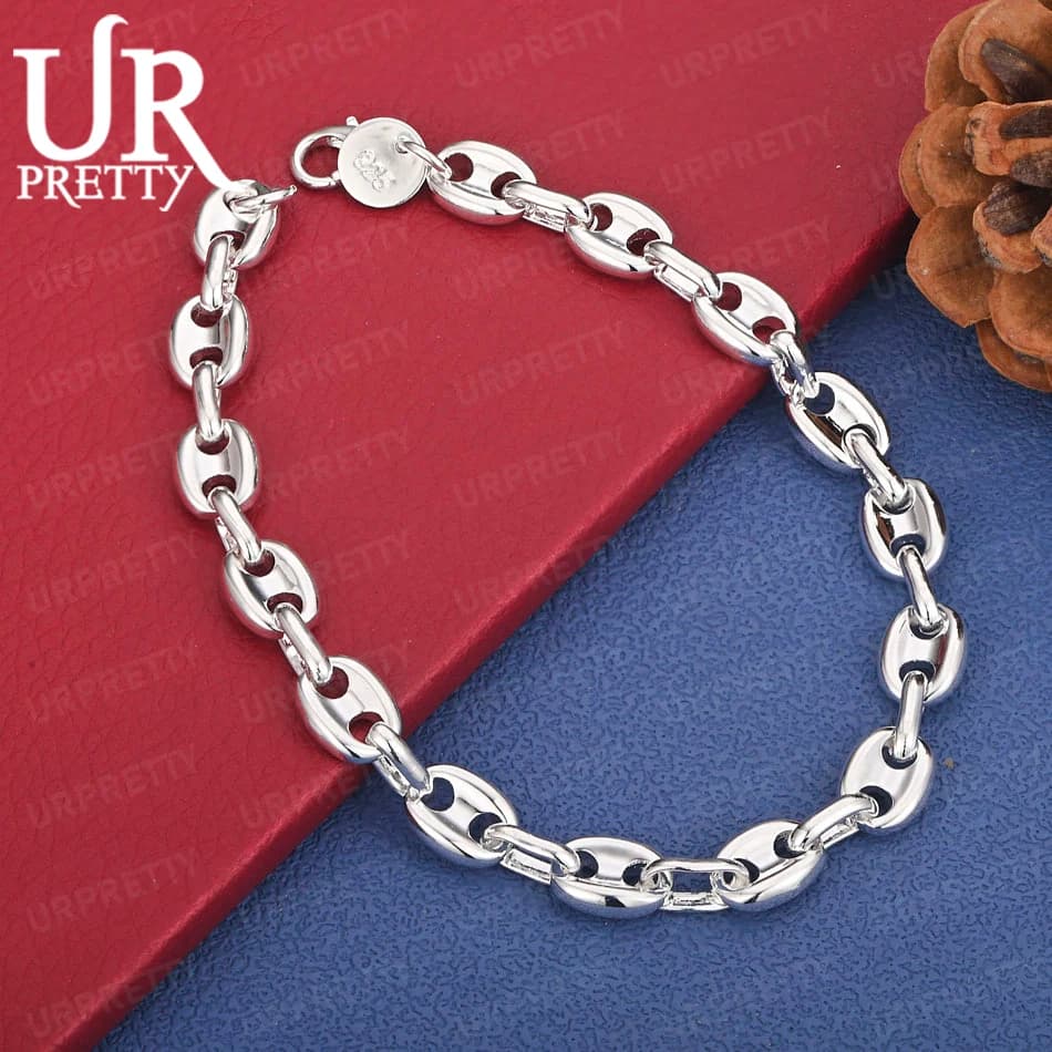 Bracciale circolare in argento sterling 925 per compleanno, donna, uomo, festa di fidanzamento, matrimonio, regalo di moda, gioielli con ciondoli