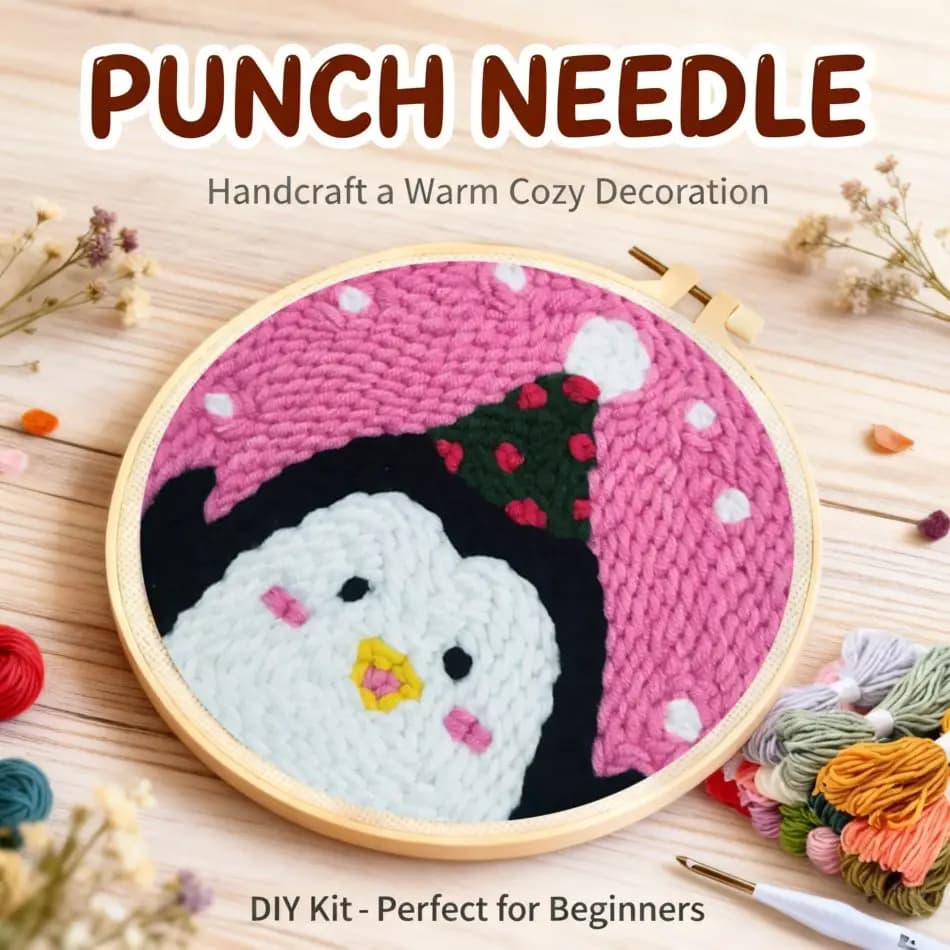 CHENISTORY Santa Claus Punch Needle Create Wall Art Diy Idea Cartoon Diy Punch Needle Kit Unique Gift Art Supplies