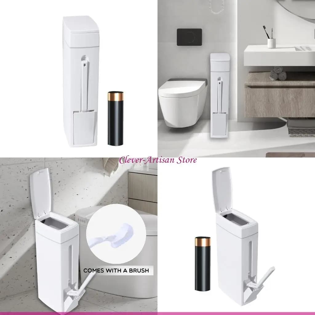 E06B Pattumiera da bagno sottile Pattumiera moderna rettangolare per decorazione della cucina del bagno