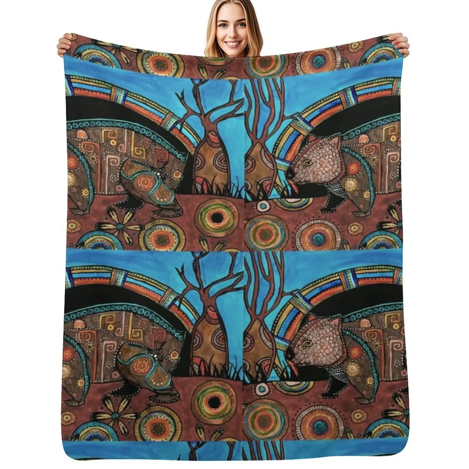 The early wombat catches the rainbow Throw Blanket Sleeping Bag christmas gifts Thermal Soft Big Blankets