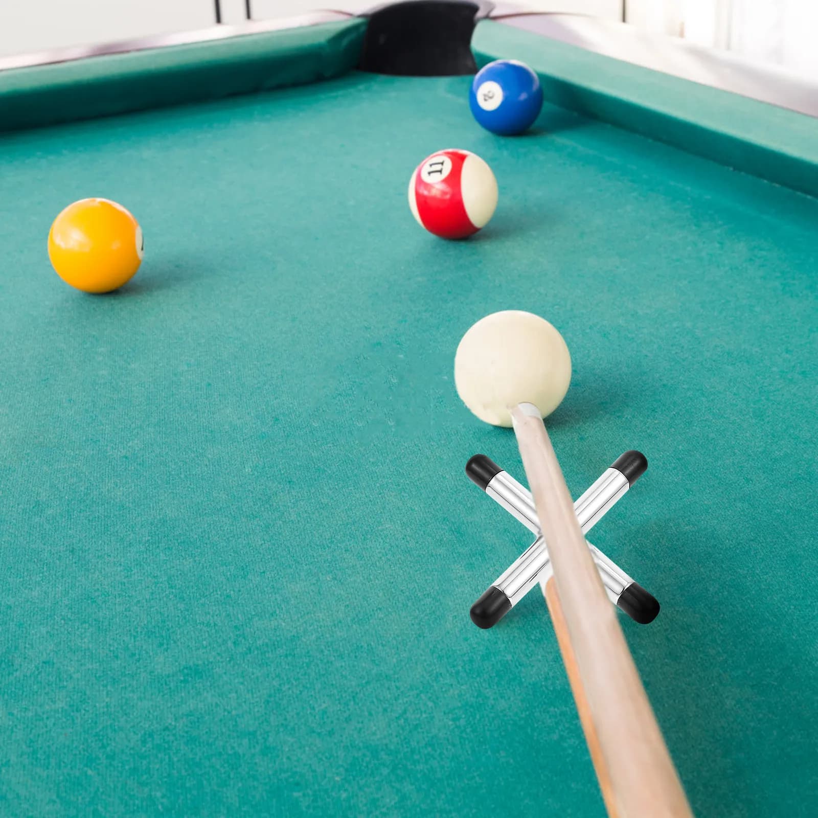 Supporto a X per Stecca da Biliardo, Ponte per Stecca Stabile e Portatile in Metallo, Accessorio per Biliardo e Snooker