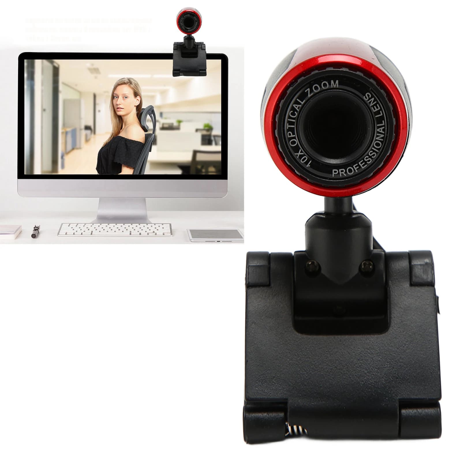 USB 2.0 Webcam with HD Microphone, 360 Degree Table Camera for Laptop, Compatible with Skype / MSN