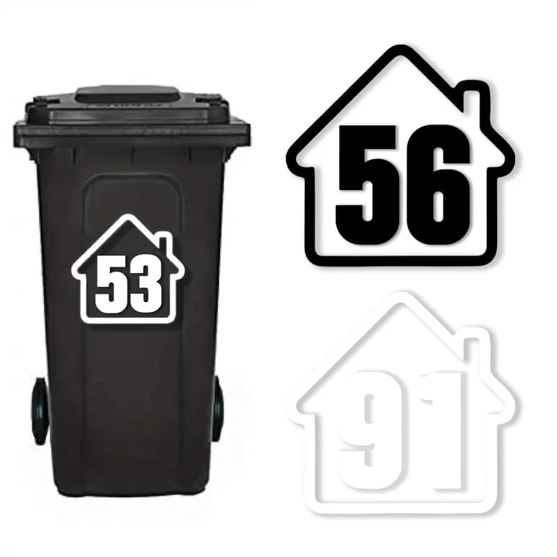 Adesivo con numero di pattumiera per pattumiera Adesivi autoadesivi per bidone con ruote Decalcomanie per garage Combinazione gratuita fai-da-te Resistente alle intemperie