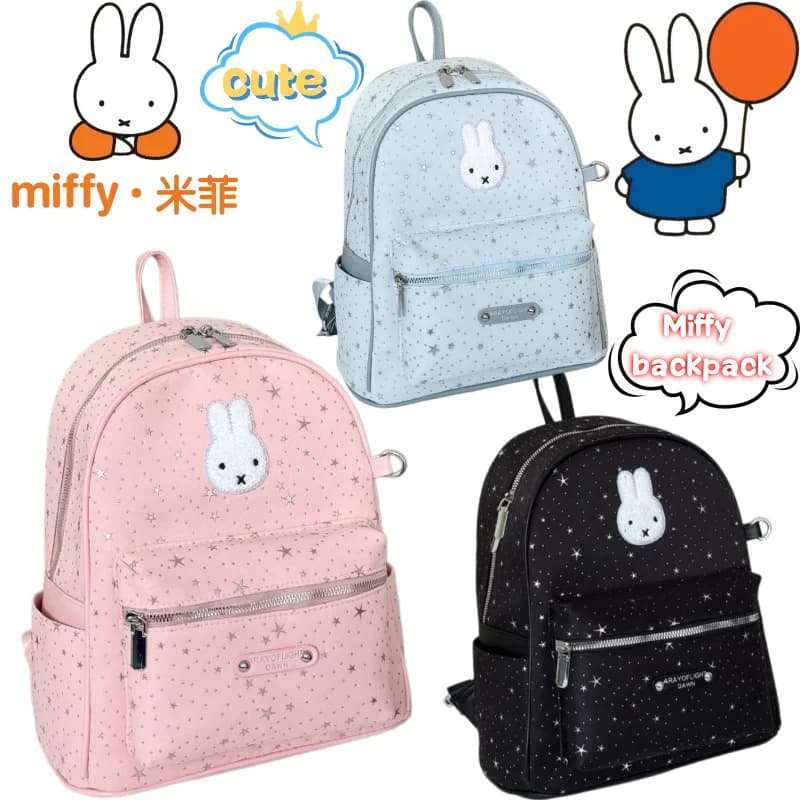 Miffy backpack with high-quality anime cartoon rabbit print large capacity portable versatile for students commuting to school