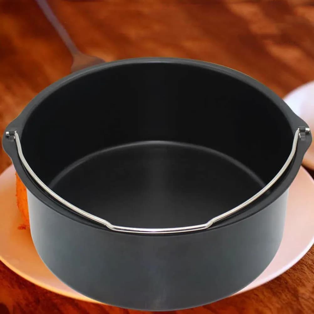 1Pcs Air Fryer Inner Basket Replacement Pot Premium Nonstick Frying Pot with Handle for Easy Cleaning Kitchen Cooking Tool Pizza