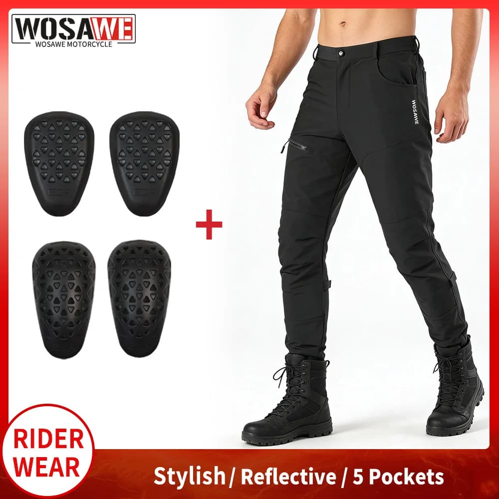 Pantaloni da Moto WOSAWE ad Asciugatura Rapida per Uomo, con Protezioni per Anca e Ginocchia, Pantaloni da Motocross per Fuoristrada con Imbottitura Morbida