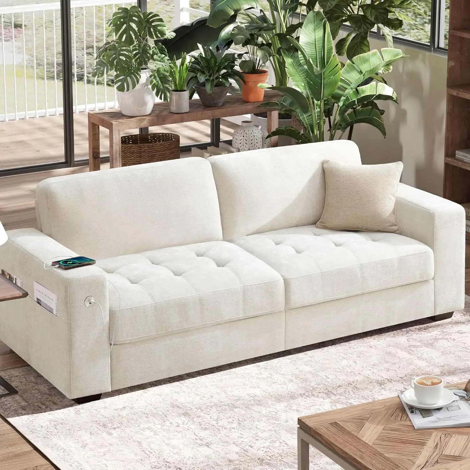 Comfortable sofa from 89 Pollici, Middle Rigido, with Removable Cover, USB Type-C, in Belt, for Small Apartments, Customizable