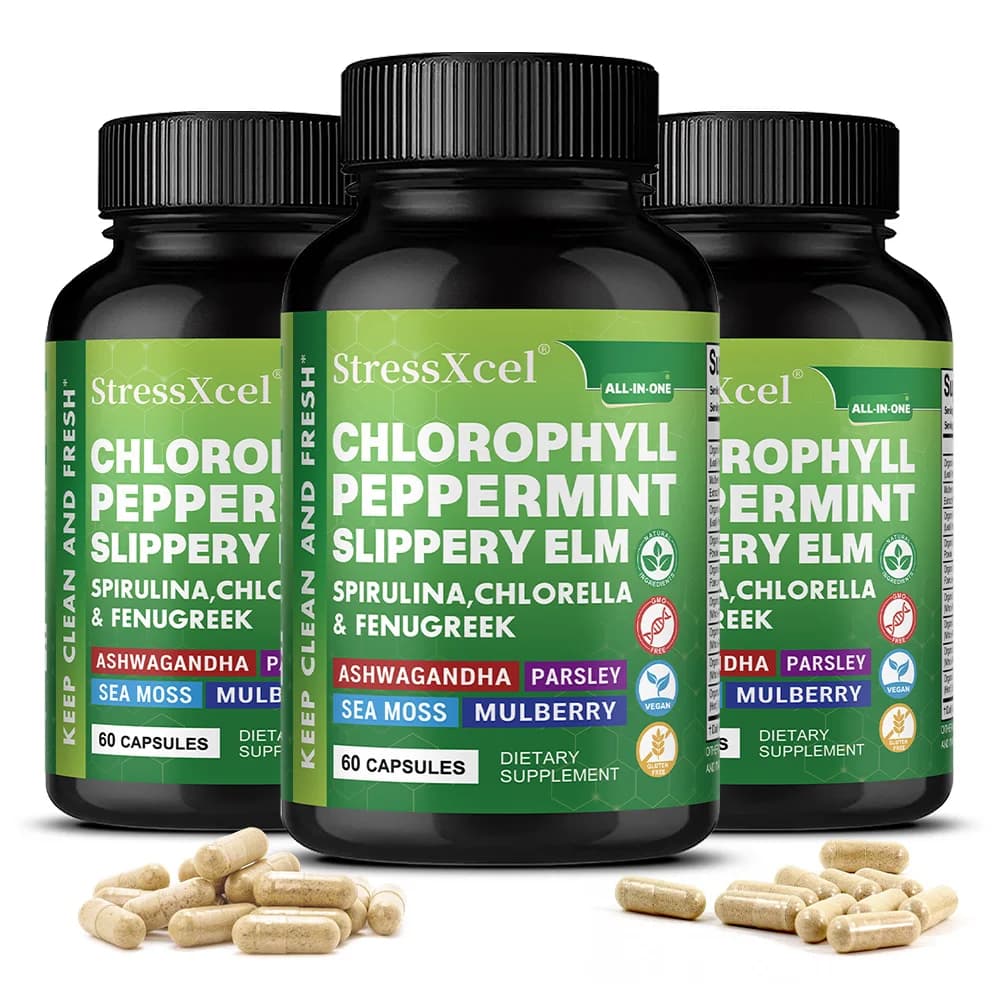 Capsule di Clorofilla, Supportano Freschezza Quotidiana, Benessere della Pelle, Digestione e Salute Antiossidante, Alta Assorbenza, Non-OGM