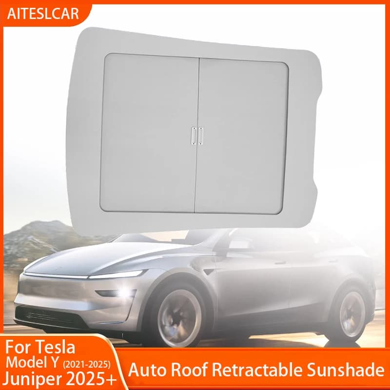 Nuovo Parasole Retratabile Per Tesla Modello Y Juniper 2025 Tetto Ombra di Scorrimento Originale Visiera Da Sole Modello Y 2021-2025 Protezione Solare Pieghettata