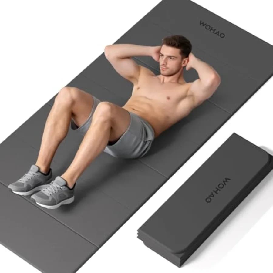 Tappetino Yoga Pieghevole 7-Fold 188x79 cm - Spessore 0,8 cm, Tappetino per Esercizi Extra Largo Antiscivolo in POE per Viaggi, Conservazione, Yoga, Pilates