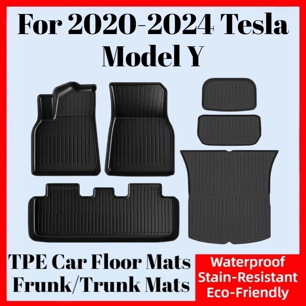 Per 20-24 Tesla Modello Y Tappetini per auto in TPE su misura Tappetini per bagagliaio Singolo/Doppio strato Accessori per auto resistenti all'usura Resistente alle macchie