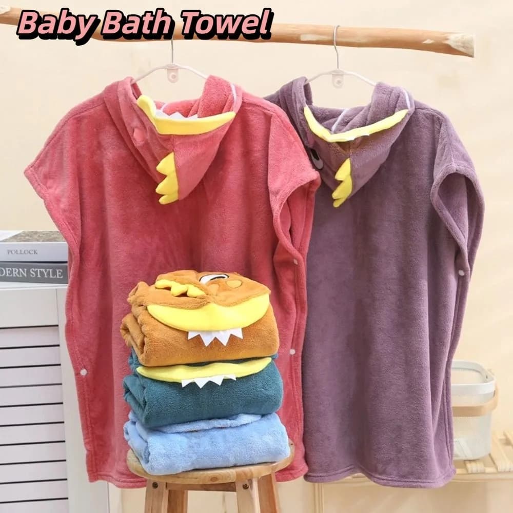 Comfortable children's bathroom towel in fast drying cartoon with Bathrobe Hat for Newborn Soft and Absorbent Nightwear Bathrobe