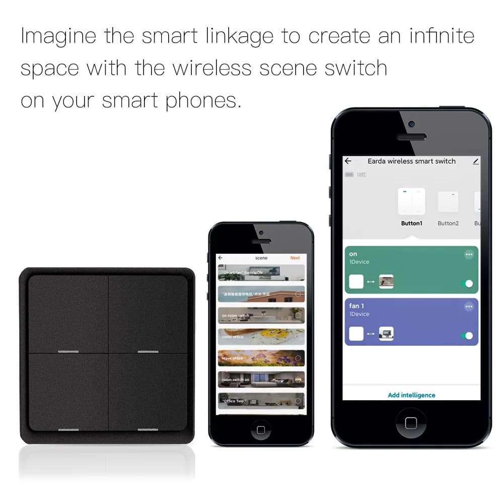 MOES Wireless Tuya ZigBee 4 buttons for 12 scenarios, Battery Controller for Automation and Scenery with Devices Tuya
