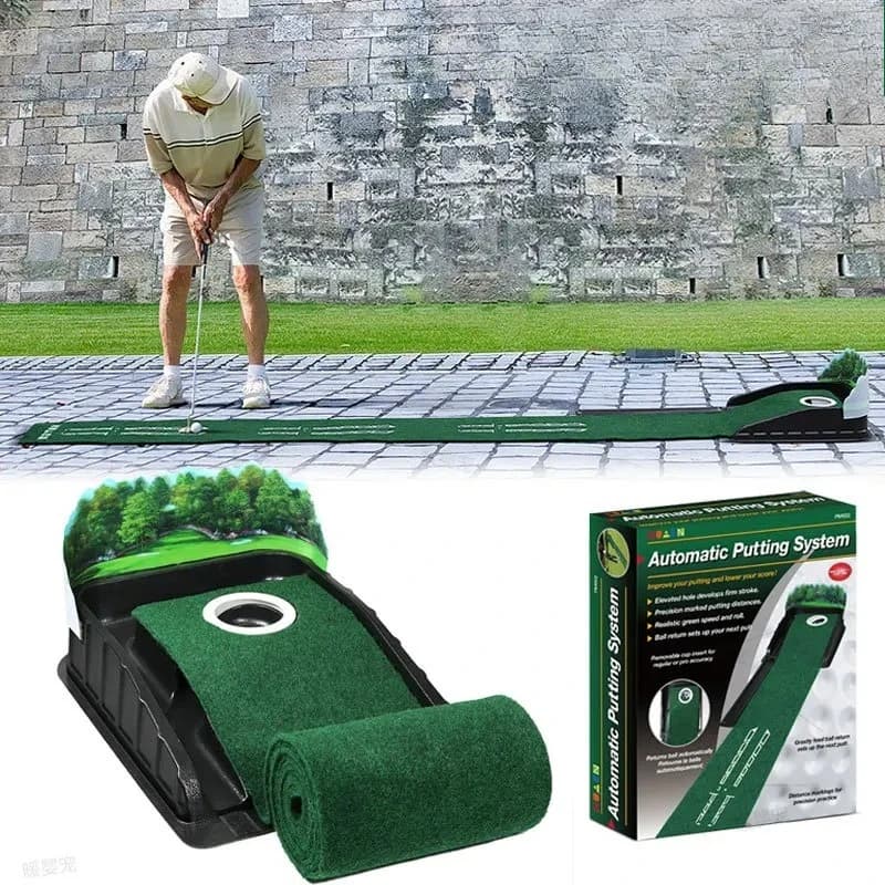 Indoor Leisure Golf Mini Putting Pad Green Training Mat With Automatic Ball Return Portable Design For Office Daily Practice Use