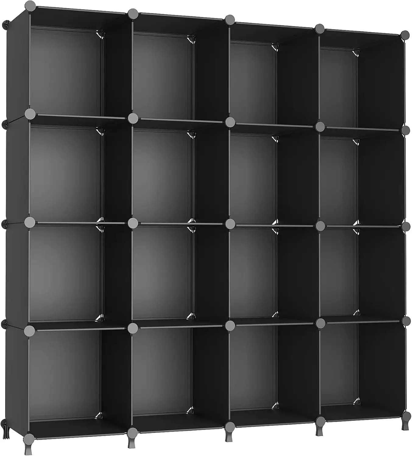 Organizzatore di stoccaggio impilabile a 16 cubi, ripiani portatili fai-da-te per camera da letto, armadio, bagno, in nero