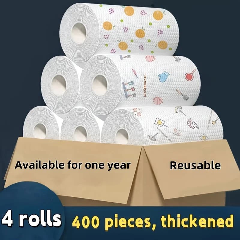 50 100 pz/rotolo Strofinaccio Assorbente Addensato Carta Da Cucina Asciutto Bagnato Uso Non Grasso Modello Casuale per Lavello Pulizia Lavastoviglie