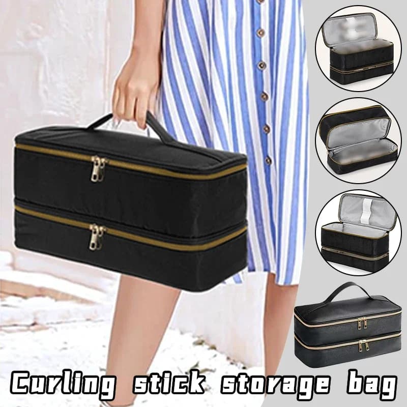 Double layer waterproof travel organizer bag for hair dryers and curlers - Large capacity protective case