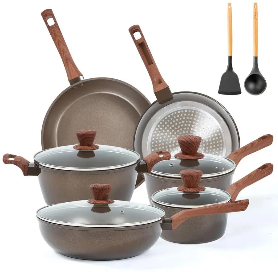 Set pentole e padelle, set di pentole antiaderenti, set di pentole e padelle antiaderenti con padelle, pentole, cucchiaio per pala in silicone per cottura a vapore