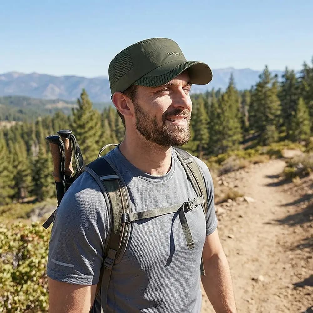 New Adjustable Hat with Flat visor, Solar Protection, Casual, Breathable Net, Fast Drying, for Fishing