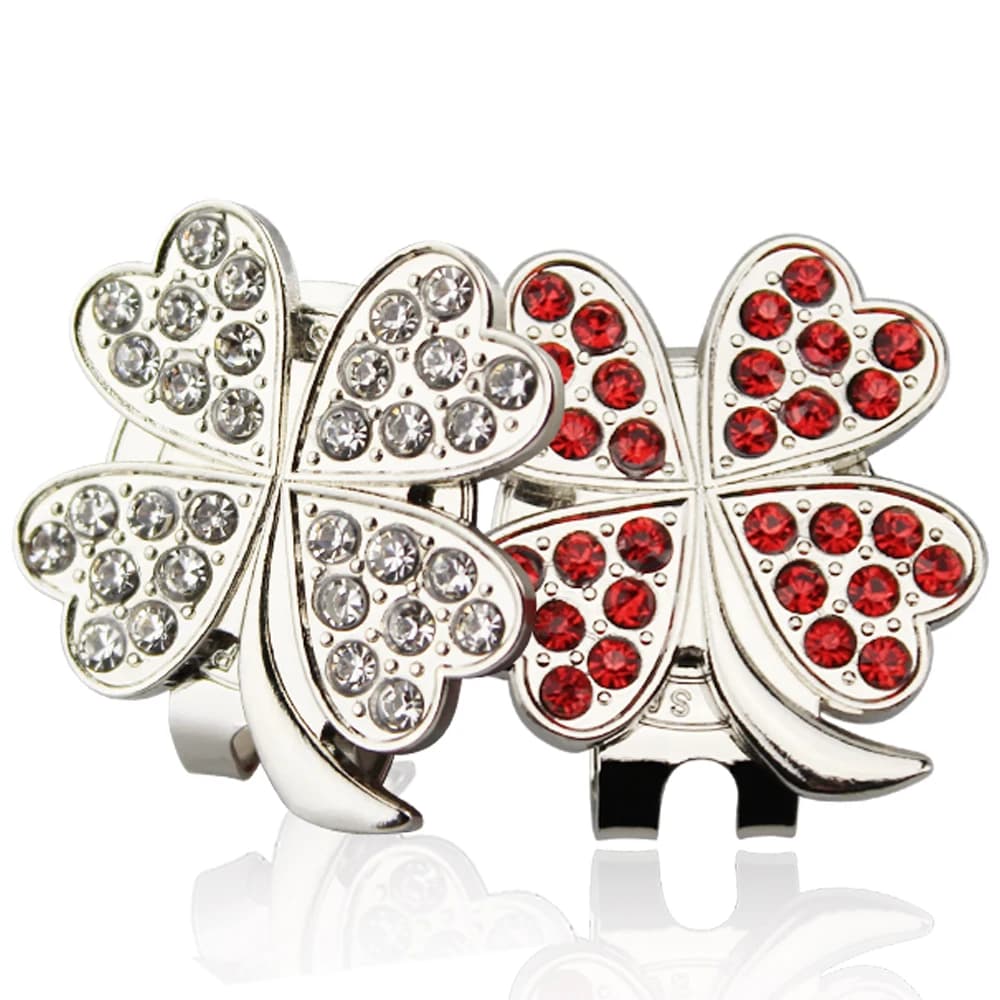 Pennarello per pallina da golf con quadrifoglio in cristallo di diamante adorabile per ragazza moglie regalo gioco di palline bianco blu verde rosso 4 colori nuovo
