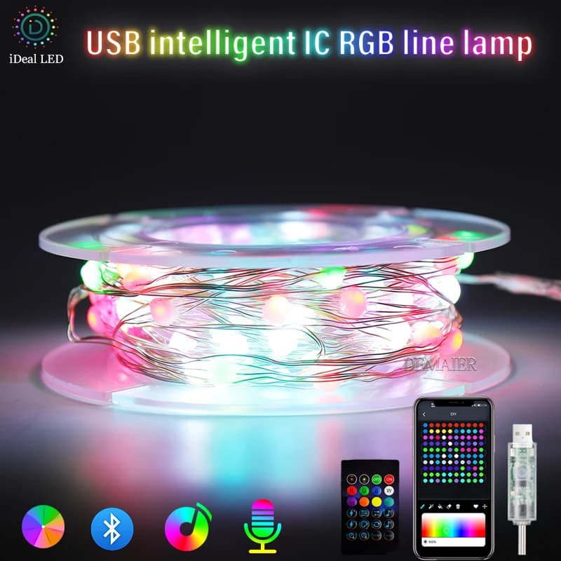 USB Bluetooth Smart Led Light String filo di rame fata ghirlanda lampada App telecomando albero di natale Decor 5M/10M/20M/30M