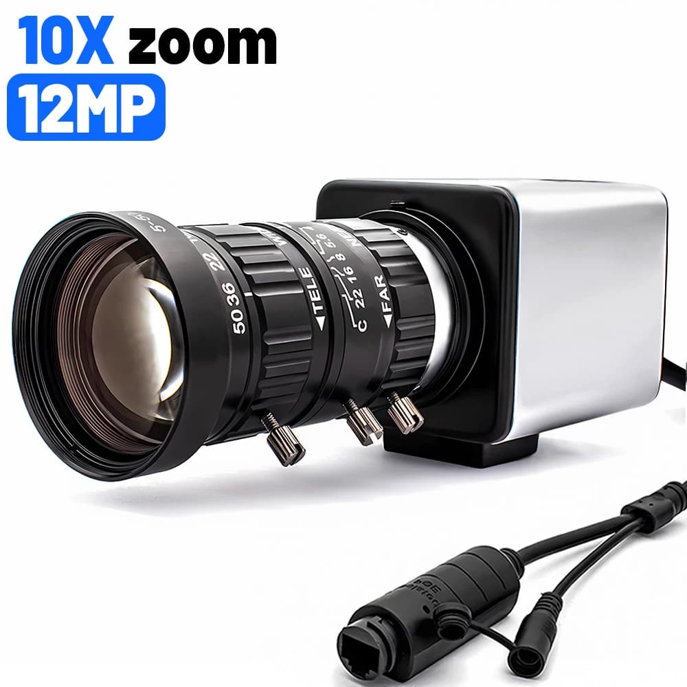 Webcam from 12 MP Varifocal objective internal manual 1/2.49 "CMOS H.265 Onvif To face/movement AC18Pro APP POE Security RJ45 Webcam