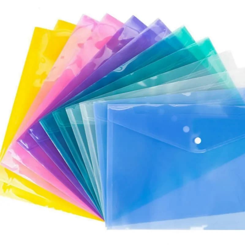 12 PZ Nuovo arrivo A4 Sacchetto per documenti trasparente Cartella di file di carta Cancelleria Custodia per ufficio scolastico PP 6 colori Prodotti per archiviazione