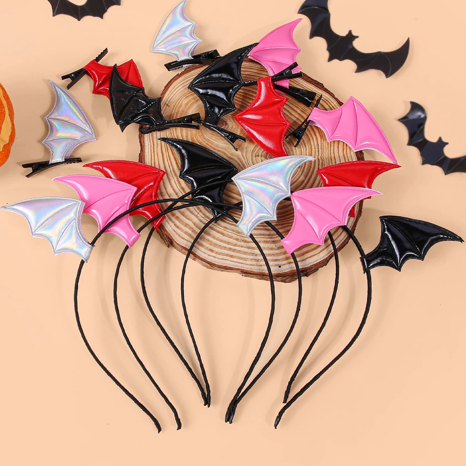 3/12PCS Halloween Headbands Pumpkin Devil Hair Clips Girls Festival Party Cosplay Wing Hairband Kids Hair Accessories Set