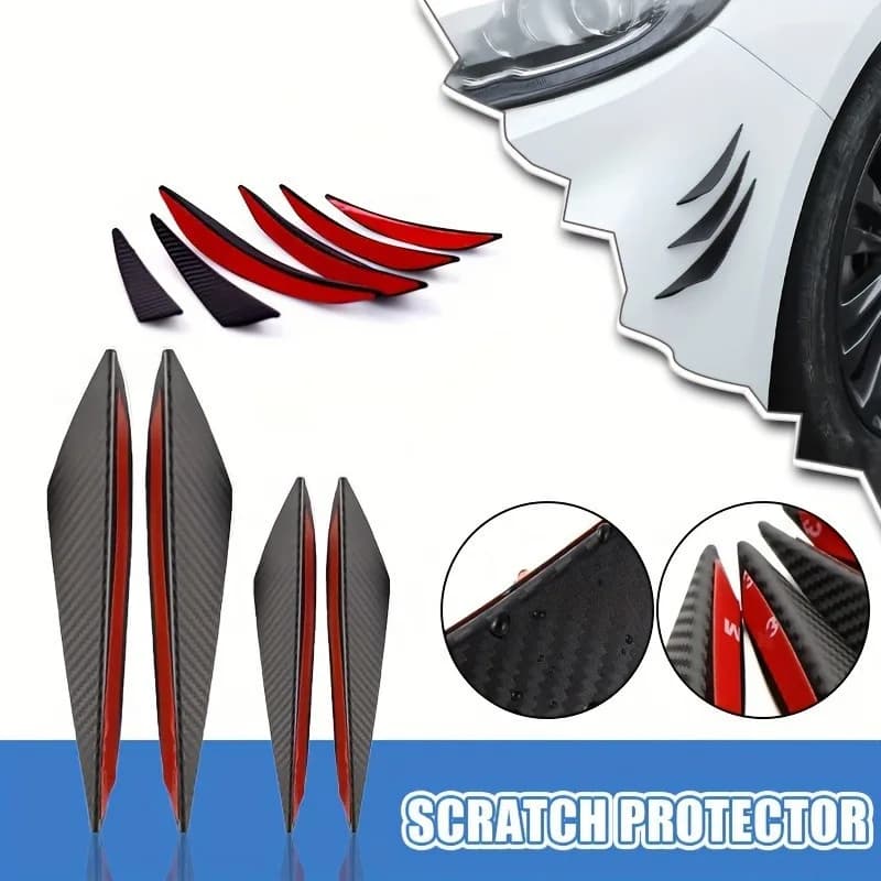 6pcs Car Front Bumper Lip Decoration Diffuser Shunt Fin Body Spoiler Canard Universal Auto Modified Canard Exterior Parts