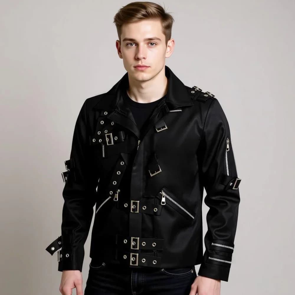 Michael Cosplay Jackson Costume BAD Punk Jacket Black Slim Jacket Costume Clothing For Man Adore Stars Impersonator Halloween
